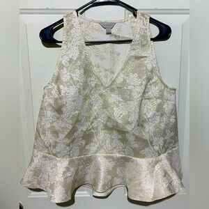 Medium gold and white sleeveless Womens top. Preloved